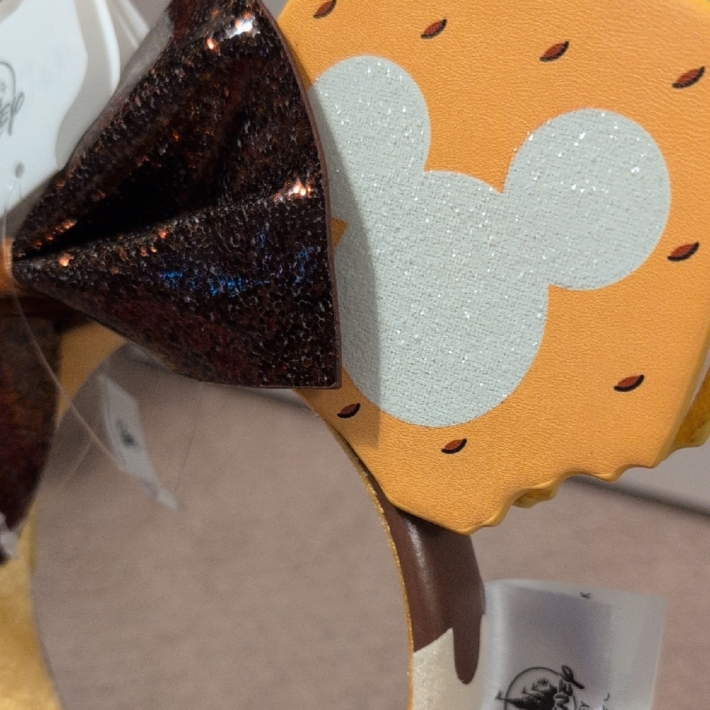 Disney World Disney Eats S'mores Sparkling Bow Minnie Mickey Ears Headband NWT - Picture 5 of 8